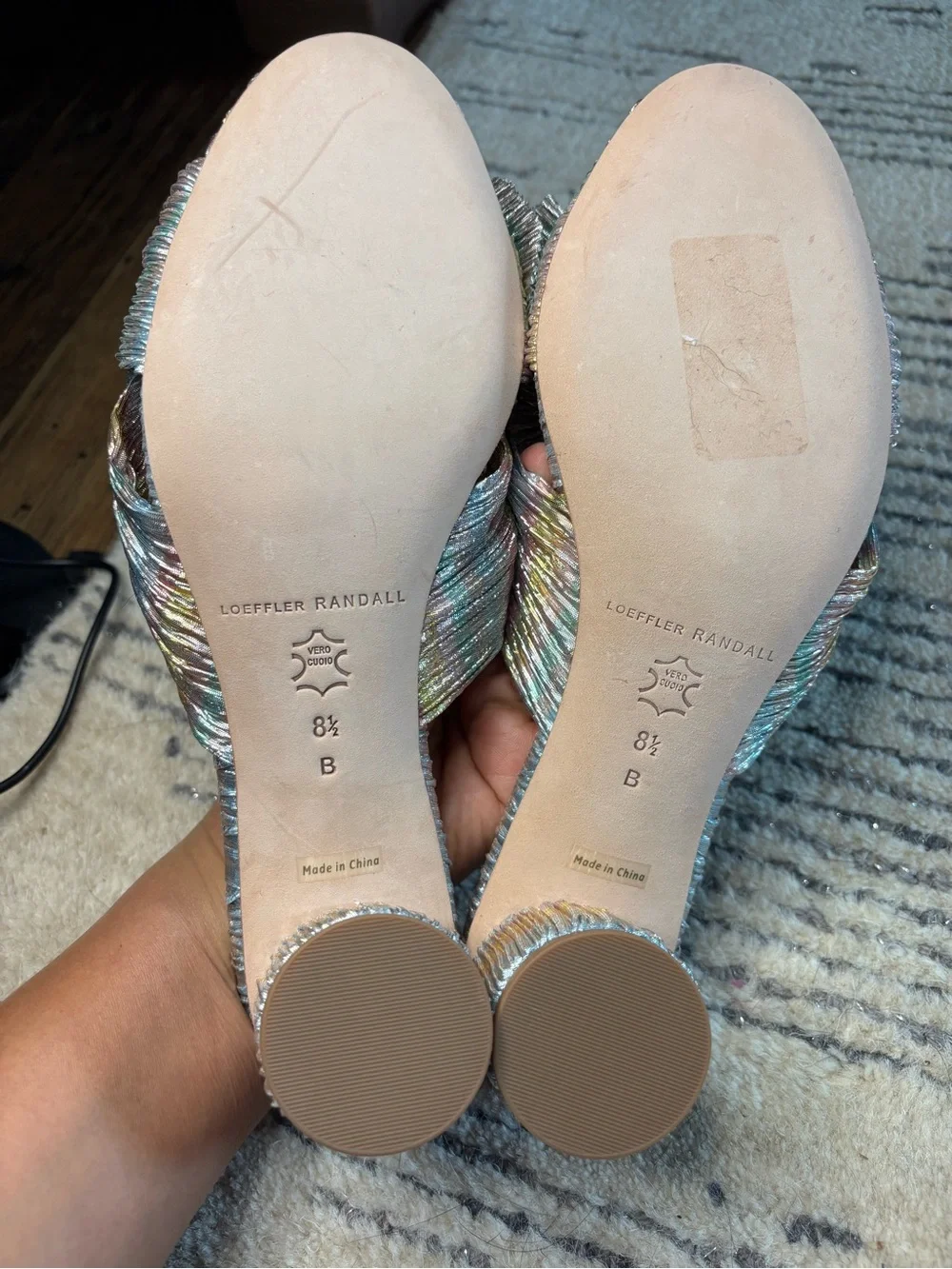 Loeffler Randall Emilia pastel candy stripe pleated bow heel
